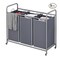 3 Bag Laundry Hamper Cart with Rolling Lockable Wheels and Removable Bags Laundry Sorter Basket Grey Laundry Organiser Cart for Clothes Storage